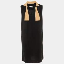 Pre Owned Chloe Black Crepe Neck Tie Detail Short Dress M
