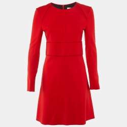Pre Owned Chloe Red Wool Full Sleeve Mini Dress M