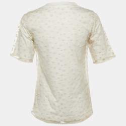 Pre Owned Chloé Off White Cotton & Tulle Top  S