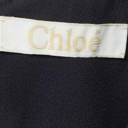 Pre Owned Chloe Navy Blue Crepe Flounced Sleeveless Dress S