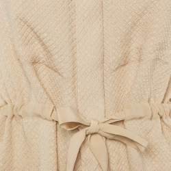 Pre Owned Chloe Beige Embossed Silk Blend Tie Waist Blouse L