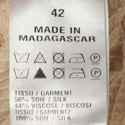 Pre Owned Chloe Beige Embossed Silk Blend Tie Waist Blouse L