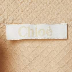 Pre Owned Chloe Beige Embossed Silk Blend Tie Waist Blouse L