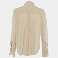 Pre Owned Chloe Beige Silk Button Front Blouse L