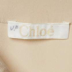 Pre Owned Chloe Beige Silk Button Front Blouse L
