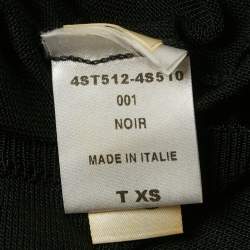 Pre Owned توب كلوي شير أكمام طويلة حياكة حرير أسود مقاس صغير (صغير جدًا)