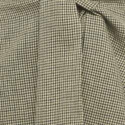 مملوكة مسبقًا تنورة كلوي غير متماثلة عقدة التفاصيل صوف نقشة سن الكلب بيج/أخضر صغيرة