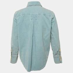 Pre Owned Chloe Blue Corduroy Front pocket Detail Shirt M