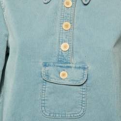 Pre Owned Chloe Blue Corduroy Front pocket Detail Shirt M