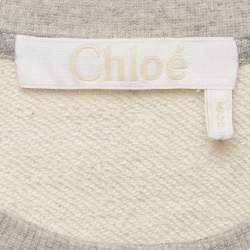 مملوكة مسبقًا Chloe Grey Logo Print Cotton Melange Crew Neck Sweatshirt M