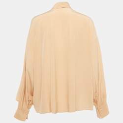 مملوكة مسبقًا بلوزة كلوي حرير بيج بربطة عنق مقاس صغير - سمول