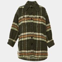 مملوكة مسبقًا Chloe Green Checkered Wool Blend Oversize Jacket S