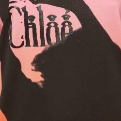 Pre Owned Chloé Pink/Orange Graphic Logo Print Cotton T-Shirt S