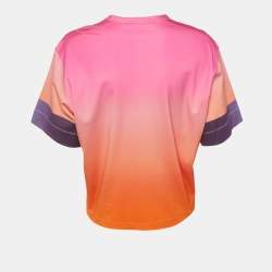 Pre Owned Chloé Pink/Orange Graphic Logo Print Cotton T-Shirt S