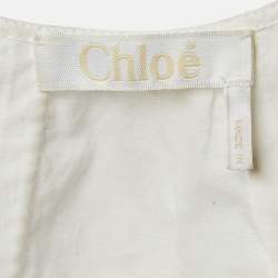 مملوكة مسبقًا Chloe White Cotton Tie Detail Bustier Top M