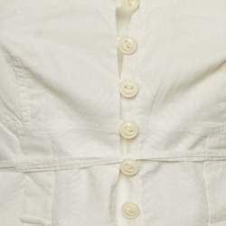 مملوكة مسبقًا Chloe White Cotton Tie Detail Bustier Top M