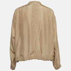 مملوكة مسبقًا جاكت كلوي سحاب من الأمام حرير بيج مقاس كبير