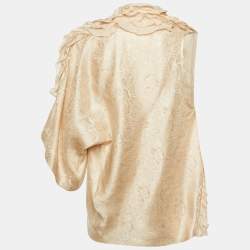 Pre Owned Chloe Pale Pink Paisley Pattern Silk Asymmetric Blouse M