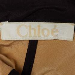 Pre Owned فستان ميني كلوي كريب أرجواني داكن بطيات بدون حمالات مقاس متوسط