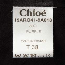 Pre Owned فستان ميني كلوي كريب أرجواني داكن بطيات بدون حمالات مقاس متوسط