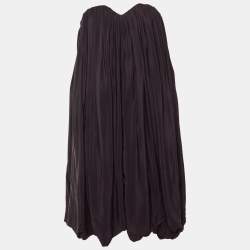 مملوكة مسبقًا Chloé Dark Purple Crepe Pleated Strapless Mini Dress M