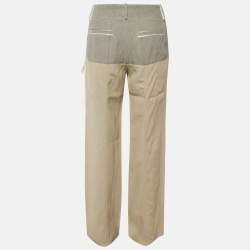 Pre Owned Chloe Grey /Beige Crepe Blend Wide Leg Trousers M 