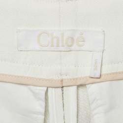 Pre Owned Chloe Grey /Beige Crepe Blend Wide Leg Trousers M 