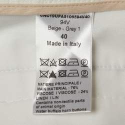 Pre Owned Chloe Grey /Beige Crepe Blend Wide Leg Trousers M 