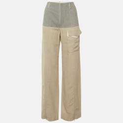 مملوكة مسبقًا بنطلون كلوي مزيج كريب رمادي / بيج بأرجل واسعة مقاس متوسط (ميديوم)