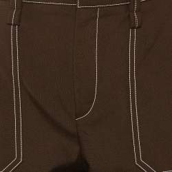 Pre Owned Chloé Brown Wool Blend Contrast Stich Detail Capri Pants M