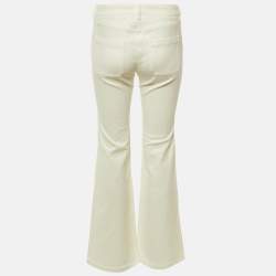 Pre Owned بنطال جينز كلوي دنيم أبيض مجعد كروسوفر مقاس متوسط عرض الخصر 28 بوصة