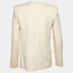 Pre Owned سترة كلوى صوف كريمي مزدوجة الصد ر بحواف متموجة مقاس صغير (سمول)