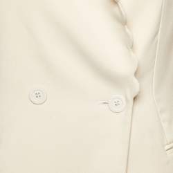 Pre Owned سترة كلوى صوف كريمي مزدوجة الصدر بحواف متموجة مقاس صغير (سمول)