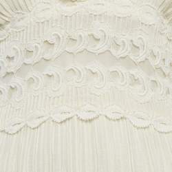 مملوكة مسبقًا Chloe Cream Pintucked Linen Lace Panelled Maxi Dress S