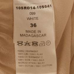 مملوكة مسبقًا Chloe Cream Pintucked Linen Lace Panelled Maxi Dress S