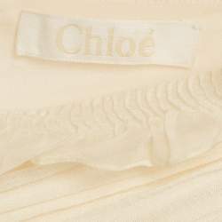 مملوكة مسبقًا Chloe Cream Pintucked Linen Lace Panelled Maxi Dress S