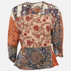 Pre Owned Chloe Multicolor Printed Crepe Blouse M