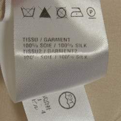 Pre Owned بلوزة كلوي حرير بيج فاتح/أزرق بتفاصيل رباط صغيرة