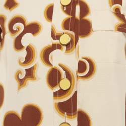 Pre Owned Chloe Orange/Beige Crepe Printed Mini Dress M