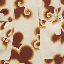 Pre Owned Chloe Orange/Beige Crepe Printed Mini Dress M