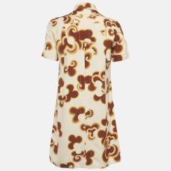 Pre Owned Chloe Orange/Beige Crepe Printed Mini Dress M