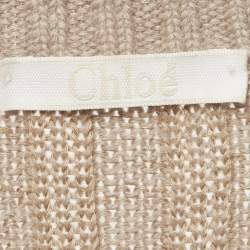 Pre Owned سويتر كلوي صوف خليط بيج مع تفاصيل رباط دانتيل مقاس متوسط