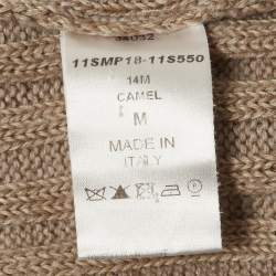 Pre Owned سويتر كلوي صوف خليط بيج مع تفاصيل رباط دانتيل مقاس متوسط