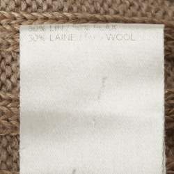 Pre Owned سويتر كلوي صوف خليط بيج مع تفاصيل رباط دانتيل مقاس متوسط