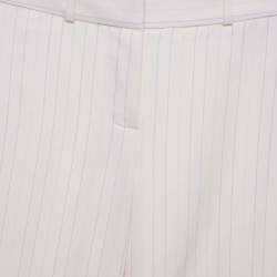 Pre Owned Chloe Cream Striped Twill Wide Leg Trousers S