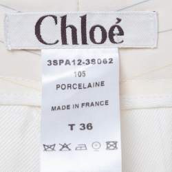 Pre Owned Chloe Cream Striped Twill Wide Leg Trousers S