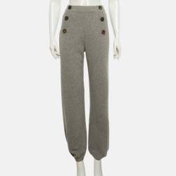 Pre Owned Chloe Grey Wool Button Detail Sweatpants XS