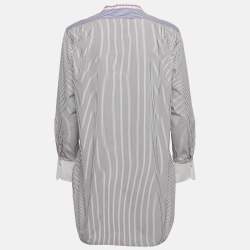 Pre Owned تونيك كلوي قطن مخطط أبيض/أسود مقاس وسط (ميديوم)