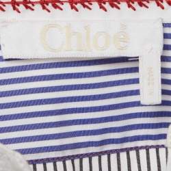 Pre Owned تونيك كلوي قطن مخطط أبيض/أسود مقاس وسط (ميديوم)