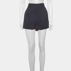 Pre Owned شورت كلوي أزرق من الكريب بثنيات صغير